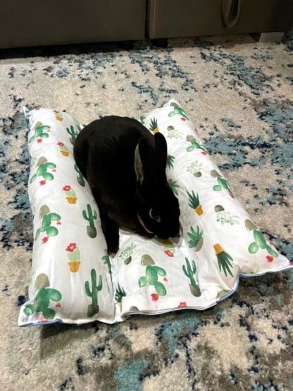 Bunny Flop Bed, Loaf Rabbit Bed, Lounger Bed and Pillow Bed, Cuddle Cushion for Bunny Rabbits. Comes with Ice Tray Pocket for Summer Cooling - Image 8