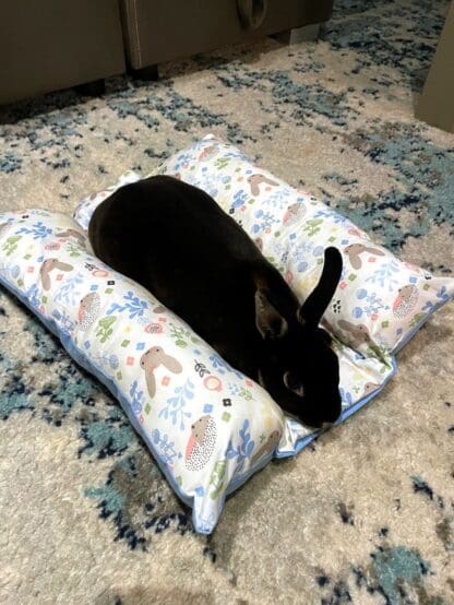 Bunny Flop Bed, Loaf Rabbit Bed, Lounger Bed and Pillow Bed, Cuddle Cushion for Bunny Rabbits. Comes with Ice Tray Pocket for Summer Cooling