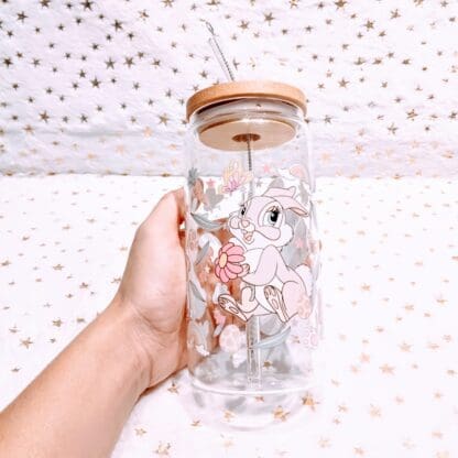 16 oz Tumbler Glass Rabbit Flower Art Theme Cup . The perfect Rabbit Lover Moms Gift. The ultimate companion for all your sipping pleasures - Image 6