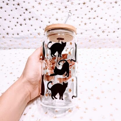 16 oz Tumbler Glass Rabbit Flower Art Theme Cup . The perfect Rabbit Lover Moms Gift. The ultimate companion for all your sipping pleasures - Image 4