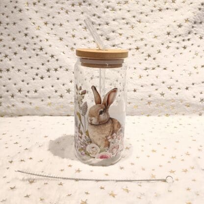 16 oz Tumbler Glass Rabbit Flower Art Theme Cup . The perfect Rabbit Lover Moms Gift. The ultimate companion for all your sipping pleasures - Image 14