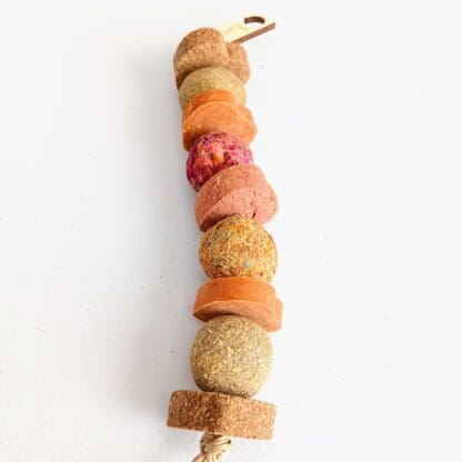 Timothy Hay Floral Grass Ball & Fruit Mix Hanging Treat For Rabbit , Chinchilla, Hamster, Guinea Pig and Small Animal